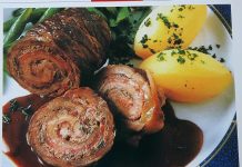 Σαμιώτικα ρολά μοσχαράκι με γλυκό κρασί και ανθότυρο